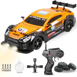 Liberty Imports RC Drift Car 1/16 2.4GHz 4WD Remote Control Sport Racing On-Road Vehicle with LED Light, Batteries and Drift Tires (Orange)