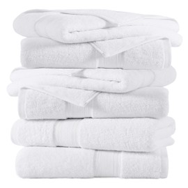 LANE LINEN White Towels Set of 6 (24" x 48") - 100% Cotton White Bath Towels Set, Sweat Towels for Gym, Workout Towels, Zero Twist Bathroom Towel Set, Absorbent Gym Towel - Quick Dry Bath Towel Set