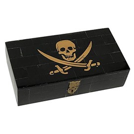 Schooner Bay Co. - Engraved "Pirate Rackham" Vintage Scrimshaw Horn Box Antique Reproduction Trinket Jewelry Pirate Skull Prop