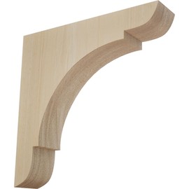 Ekena Millwork BKTW01X08X08OLRW Medium Olympic Wood Wood Brackets, 1 3/4"W x 8"D x 8"H , Rubberwood