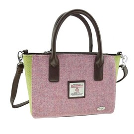 Glen Appin of Scotland Harris Tweed Tote Handbag – LB1228 Brora (Colour 111 Pink/Lime)