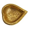 Purpledip Brass Diya Sacred Leaf: Spiritual Deepak for Home Temple(10235)