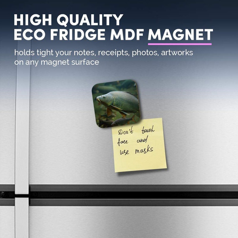 1 x Square MDF Fridge Magnet - Wild Common Carp