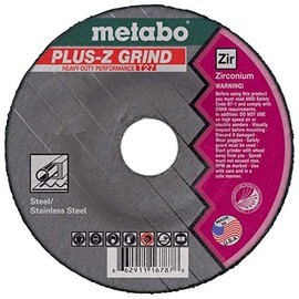 Metabo 4-1/2-inch Plus-Z Grinding Wheel | Type 27 | 4.5" x 1/4" x 7/8" | ZA24T | Zirconia Alumina | Super Performance | Improved Performance in Steel, Stainless Steel | 616785000