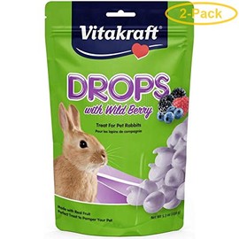 (2 Pack) Vitakraft Wildberry Drops Treats For Pet Rabbits, 5.3 Ounces Per Pack