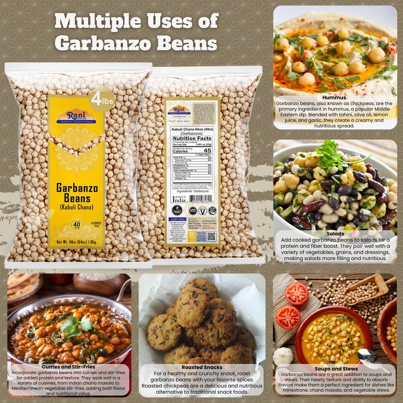 Rani Garbanzo Beans (Kabuli Chana) 64oz (4lbs) 1.81kg Bulk ~