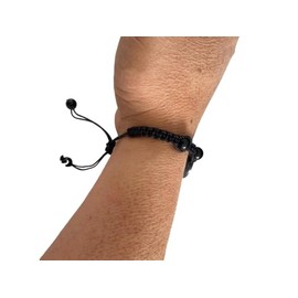 generic Black Bracelet adjustable W/Obsidian 1.18 In diameter stone Engraved Figurine Aztec Calendar souvenir Teotihuacan handmade polished woman men volcano positive energy amulet - weight 0.51 oz