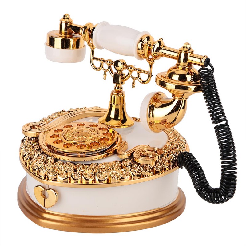 Heart Telephone Shaped Plastic Music Box Jewelry Case Home Decor