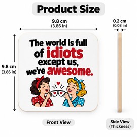 Friendship Gifts for Women, Funny Wooden Coaster for Friends, 3.9×3.9inch