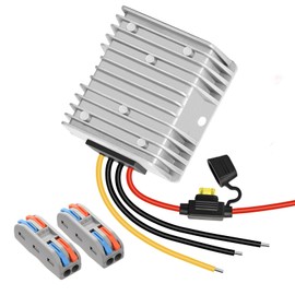 DC 72V 60V 48V 36V 24V 20V 18V Step Down to 12V 20A 240W Buck Converter Golf Cart Voltage Regulator Reducer Transformer with Fuse(Input: 18V-72V)