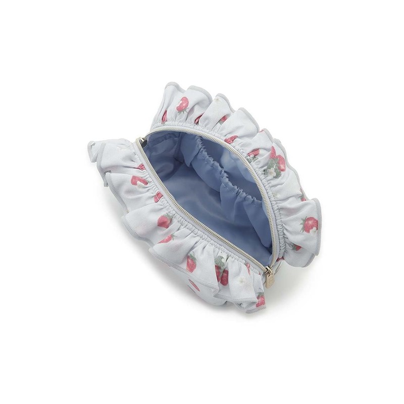 Gelato Pique PWGB251680 Strawberry Pattern Ruffle Pouch, blue, (BLU)