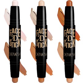 Contorno maquillaje en barra, Corrector Maquillaje 2 en 1, 3pk lápiz corrector, Highlighter Makeup Stick, Maquillaje natural y resistente al agua, Llumina El tono de La Piel.