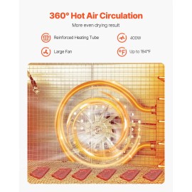 6-Tray Stainless Steel Food Dehydrator Machine 400W Electric Dryer with Adjustable Temperature 24-Hour Timer Freezer-CompatibleDefault: Default
