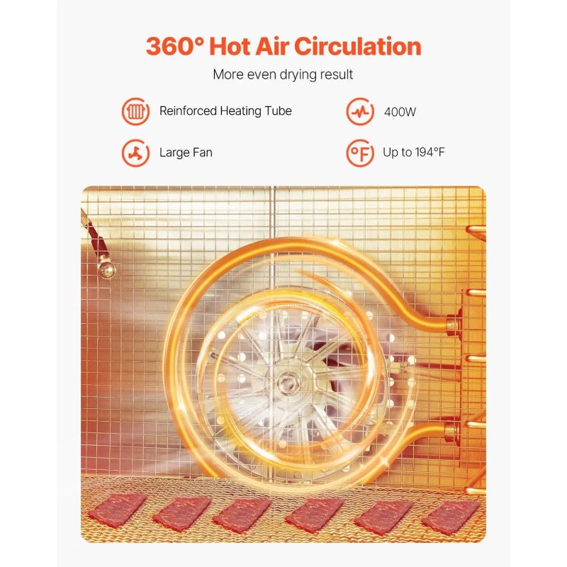 6-Tray Stainless Steel Food Dehydrator Machine 400W Electric Dryer with
