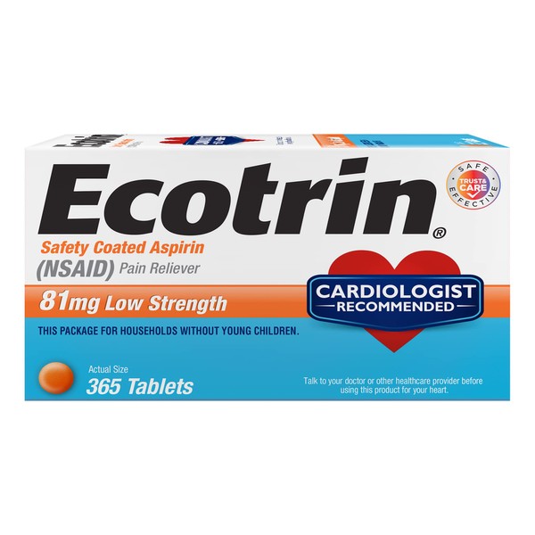 Ecotrin 81 mg Low Strength Tablets 365 Count (Pack of 1)
