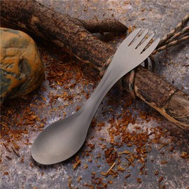 Fockety Titanium Spoon Fork Portable Spoon Fork Combination Titanium Alloy Backpack Hiking Outdoor for Home Use Camping Travel