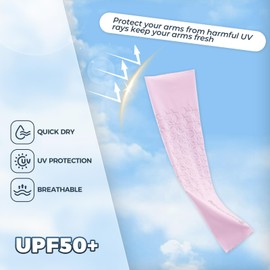 ROCKBROS Arm Sleeves for Men and Women, Arm Warmers with UPF50+ Sun Protection, Cool Feel, Quick Drying, Sleeves M-XL, pink