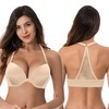 Curve Muse Women's Push-Up Front Close Bra, Underwire Halter, Adds