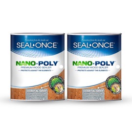 Seal-Once Nano+Poly Penetrating Wood Sealer with Polyurethane - Premium Waterproof Sealant -2 Gallon & Coastal Gray