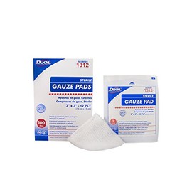 Dukal Gauze Pad, 12-Ply, Sterile, 3" x 3", White (Pack of 2400)