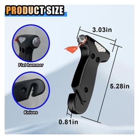 KITUREK Car Safety Hammer, 3-in-1 Car Emergency Escape Tool with Window Breaker & Seat Belt Cutter, Car Emergency Kit Gadgets for Car, Office, Home (Black, 1pcs)