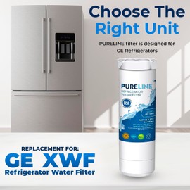 Pureline XWF Replacement for GE XWF, Refrigerator Water Filter, Replaces Refrigerator Models Starting with GBE21, GDE21, GDE25, GFE24, GFE26, GNE19 - (NOT XWFE)