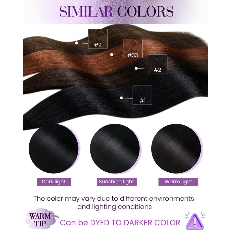 LaaVoo Real Hair Bondings Black 60 cm Bonding Extensions Black