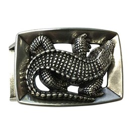 Brazil Lederwaren Belt Buckle Crocodile Framed 2.5 cm | Buckle Interchangeable Buckle Belt Buckle 25 mm Solid | For Interchangeable Belts up to 2.5 cm, silver