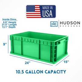 Hudson 24x15x9" (3 Pack) Straight Wall Handled Storage Container Tote - Green