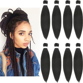 LDMY Braiding Hair pre stretched-Black Long 8pcs/pack 26Inch Jumbo Braids Hair Extensions Synthetic Kanekalon Wigs for Women 90g/pc (pre-stretched 8pcs black)