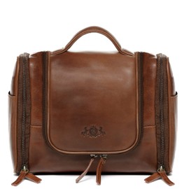 SID & VAIN Dexter Men's Toiletry Bag Made of Premium Leather I Wash Bag Large for Men I Toiletry Bag Brown Handmade, Vintage light brown, Toiletry bag
