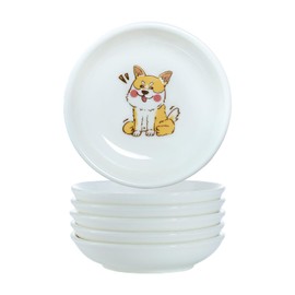 Bicuzat Funny Cartoon Cute Dogs Pattern Ceramic Sauce Dishes, Seasoning Dishes, Sushi Soy Dipping Bowls, Appetizer Plates, Dessert Plates, Little Cat Bird Feeding Bowls, Set of 6-Cute Dogs-3.5 Inch