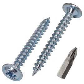 SKIR'CO (100 pcs) Zinc Plated Steel 3.5 x 30 mm Wood Screws, Metal Screws, Wafer Head, Pozidriv, Self Tapping