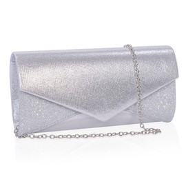 Toptime Women's Clutches, Glitter Sequin Handbags with Detachable Chain, Elegant Sliver Patchwork Evening Crossbody Clutch for Ladies, Envelope Small Shoulder Bag for Prom, Banquet, Formal Dating