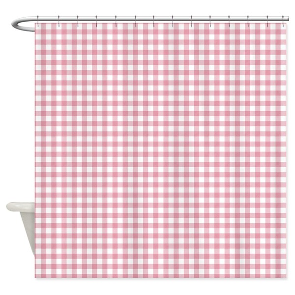 CafePress Pretty Pink Gingham Decorative Fabric Shower Curtain