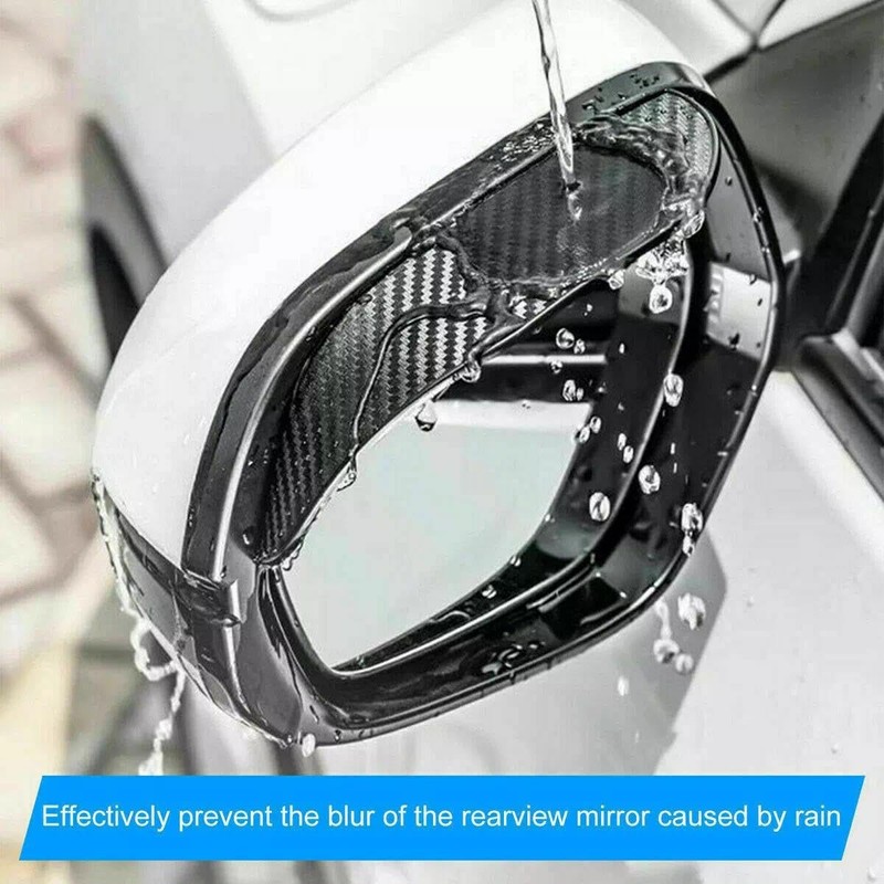 2pcs Carbon Fiber Style Car Rear View Side Mirror Rain