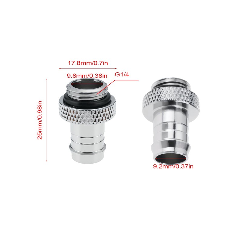 Briny River 6Pcs G1/4" Thread to 3/8" Barb Fitting Hose
