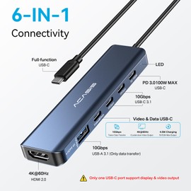 ACASIS USB C Docking Station Dual Monitor 4K@60Hz,USB C Hub 10Gbps with 1 HDMI,1 USB C Video Output,3 USB 10Gbps,100W PD, USB to USB C Multiport Adapter Splitter for Portable Monitor, Windows, Mac OS