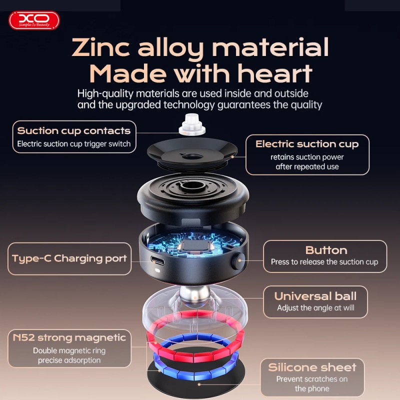 Universal XO 360°Rotation Vacuum Strong Magnetic Phone Holder Suction Cup