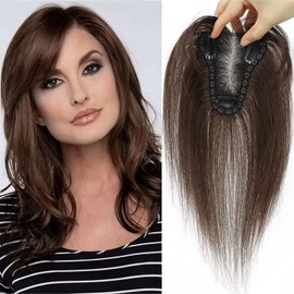 Hair Toppers for Women Real Human Hair Toppers Hair Pieces for Women with Thinning Hair Human Hair Toppers with Bangs Clip in Hair Extensions