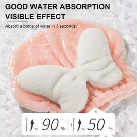 AWAVM Super Absorbent Hair Towel Wrap for Wet Hair, 2PCS Microfiber Hair Towel Wrap, Bow-Knot Button-Free Coral Fleece Dry Hair Hat, Super Absorbent Hair Turbans for Wet Hair Long Thick Curly Hair