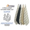 Olivia Rocco 5 Pack Striped Kitchen Tea Towels Cotton Super