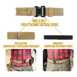 VISMIX Tactical Belt, Quick Release 1.75" MOLLE Battle Belt with Inner Belt and Anti-Slip Pad- Heavy Duty Battle Belts
