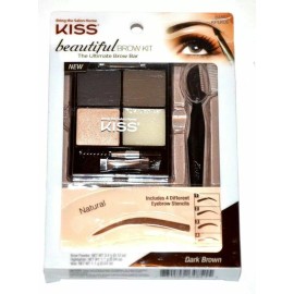 Kiss NEW Kiss Beautiful Brow Kit Stencil Palette Wax Razor  Dark Brown NEW