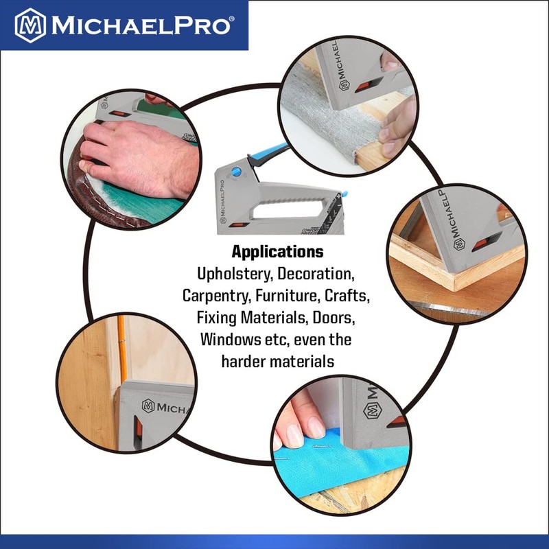 MichaelPro MP013011 Aluminum Tacker/Staple Gun, Multi-Purpose Stapler for Professionals and