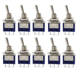 Aussel AC 125 V / 6 A On-On Mini Toggle Switch for Arduino, 3 Pins, 2 Positions - Pack of 10