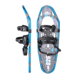 Lightweight Aluminum Frame Snowshoes with Dual Ratchet Bindings, Nylon Heel Strap, HDPE Decking, Includes Heavy Duty Carry Bag, Available in Adult and Kids Sizes, 25", Blue, Snowshoe Only