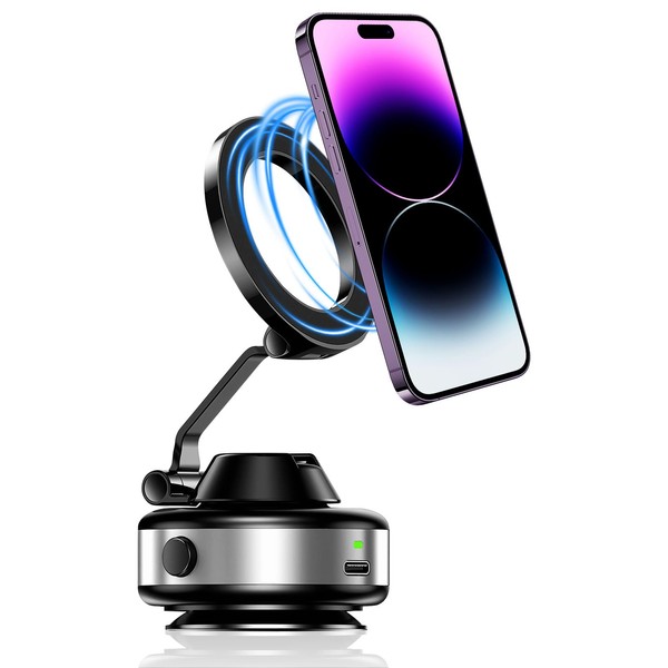Jemey Vacuum Magnetic Car Phone Holder, 360° Rotatable and Foldable