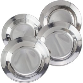 Menax - Set of 12 Snack Plates in Stainless Steel - Serving Dish - 14 cm