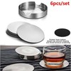 ZAUIBDUU 6pcs Round Stainless Steel Antiskid Coasters with Holder for